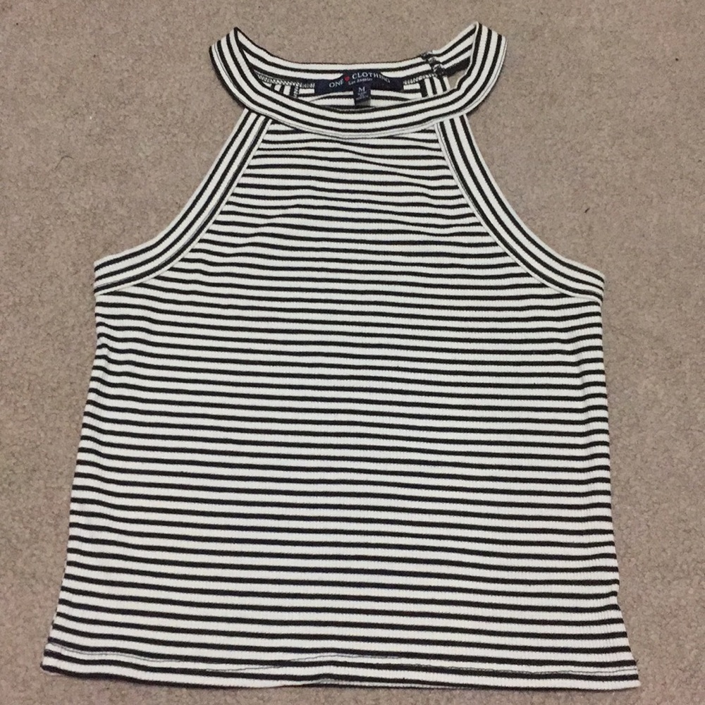striped crop halter top